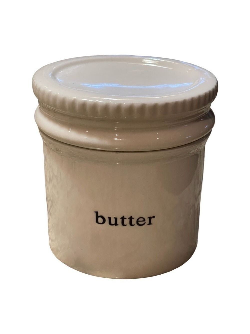 White Black Butter Crock